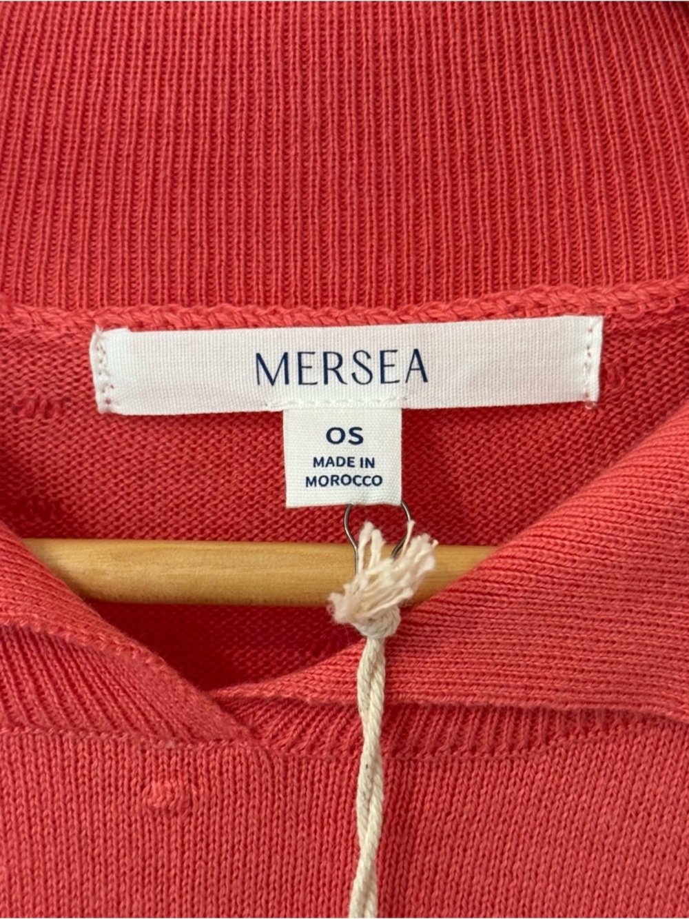 Mersea Catalina Cotton Gurlie Polo Peach Knit Sweater OS NWT  ($118) - Picture 5 of 9